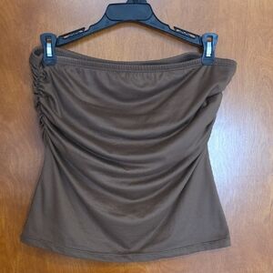 Chic Brown Ruched Women's Blouse